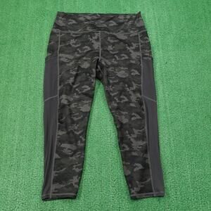 Fabletics Pants Womens XXL Black Gray Camo Mila Pocket Capri Powerhold Leggings